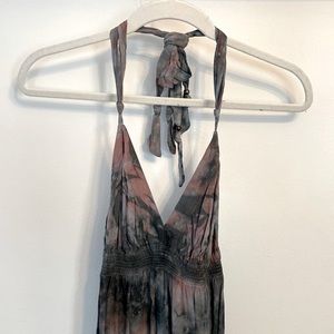 Tie-Dye Halter Maxi Dress | Grey Multi | Small